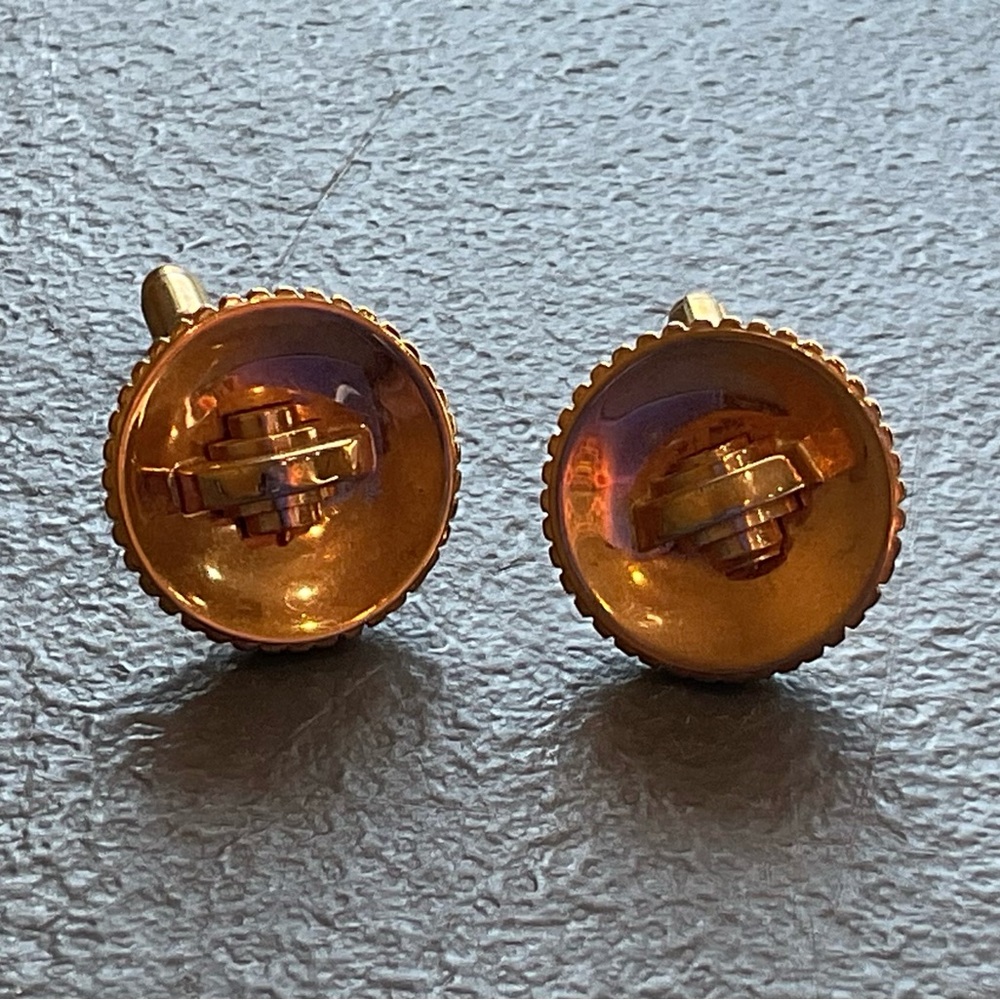 Vintage Cuff links Flex-let Quality goldtone round - Picture 2 of 8